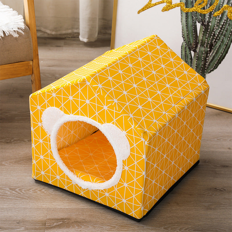 HKM-850899 Nordic Style Semi-Enclosed Pet Kennel for Cats and Dogs, Breathable Textile, 41cm Square