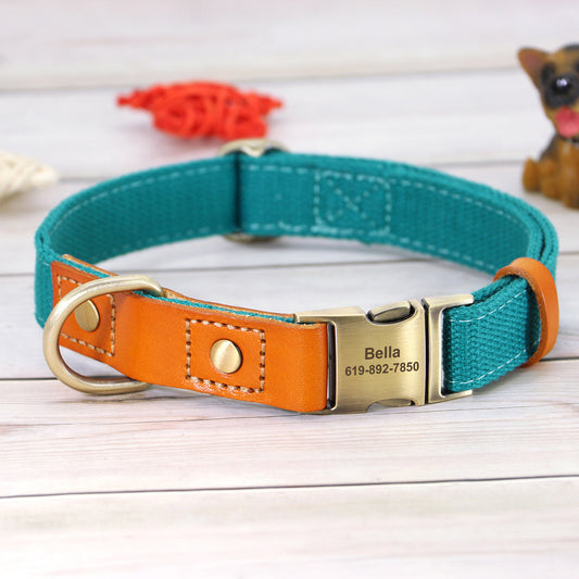 HKM-850963 Cowhide Pet Collar for Dogs, Adjustable Size with Anti-Lost Design, Available in Multiple Colors