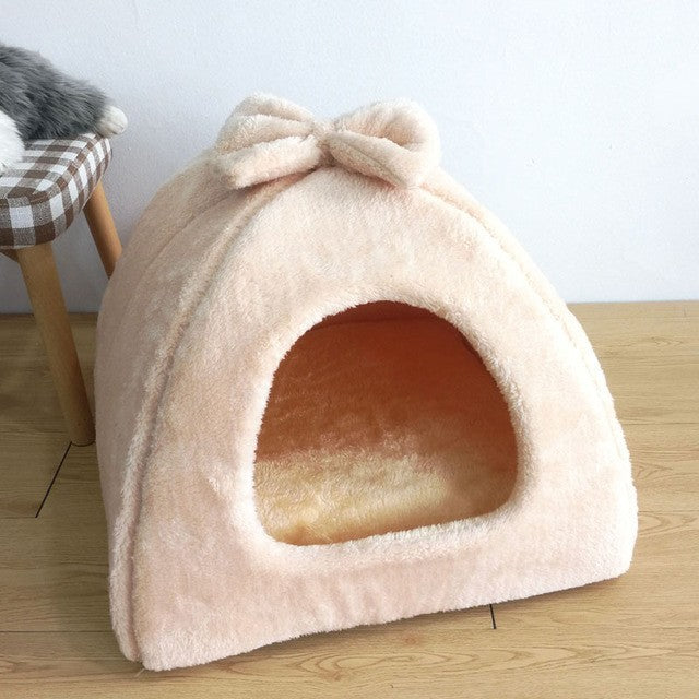 HKM-850963 Warm Dual-Purpose Yurt Nest for Small Dogs and Cats - Cozy Flannel & Sponge Design, Easy to Clean and Store
