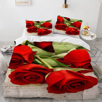 HKM-851091 Floral Digital Printed Three-Piece Bedding Set for 1.8m Bed