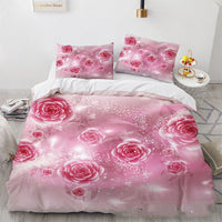 HKM-851091 Floral Digital Printed Three-Piece Bedding Set for 1.8m Bed