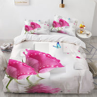 HKM-851091 Floral Digital Printed Three-Piece Bedding Set for 1.8m Bed