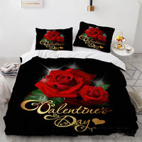 HKM-851091 Floral Digital Printed Three-Piece Bedding Set for 1.8m Bed