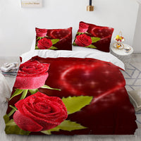 HKM-851091 Floral Digital Printed Three-Piece Bedding Set for 1.8m Bed