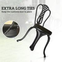HKM-851155 Round Black Patio Chair Cushions Set of 4, 15 x 15 x 3, Machine Washable with Ties