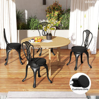 HKM-851155 Round Black Patio Chair Cushions Set of 4, 15 x 15 x 3, Machine Washable with Ties