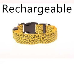 HKM-851283 Adjustable LED Safety Dog Collar with Nylon Leopard Design