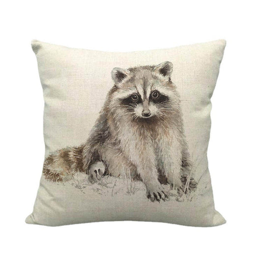 HKM-851731 Gray Animal Print Linen Pillow Cover - 45x45cm Decorative Cushion Cover