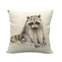 HKM-851731 Gray Animal Print Linen Pillow Cover - 45x45cm Decorative Cushion Cover