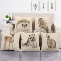 HKM-851731 Gray Animal Print Linen Pillow Cover - 45x45cm Decorative Cushion Cover