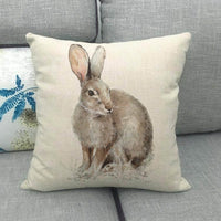 HKM-851731 Gray Animal Print Linen Pillow Cover - 45x45cm Decorative Cushion Cover
