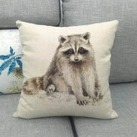HKM-851731 Gray Animal Print Linen Pillow Cover - 45x45cm Decorative Cushion Cover