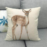 HKM-851731 Gray Animal Print Linen Pillow Cover - 45x45cm Decorative Cushion Cover
