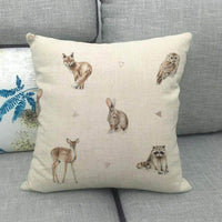 HKM-851731 Gray Animal Print Linen Pillow Cover - 45x45cm Decorative Cushion Cover