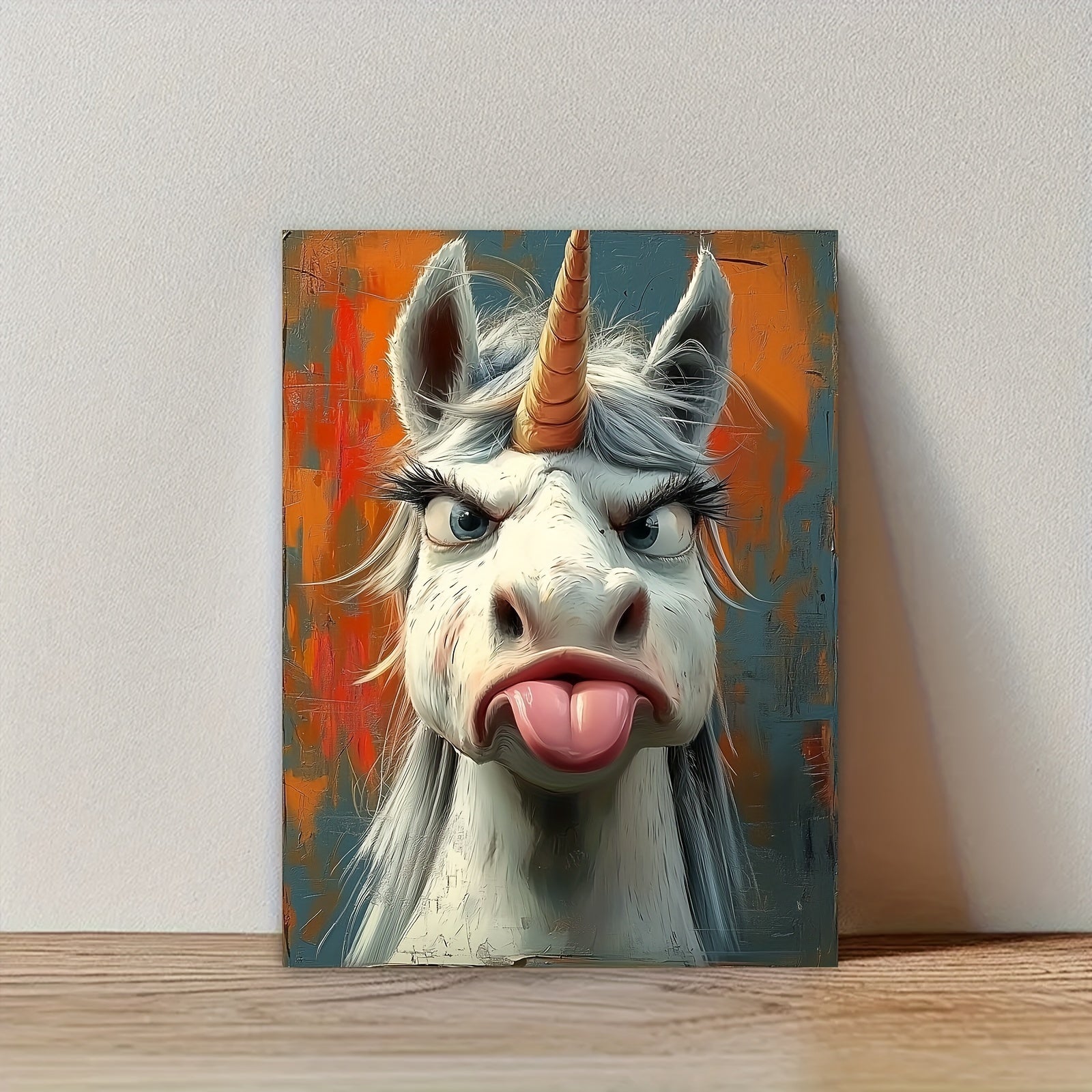 HKM-851859 Whimsical Unicorn Canvas Art Print with Wooden Frame for Creative Home Decor