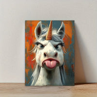 HKM-851859 Whimsical Unicorn Canvas Art Print with Wooden Frame for Creative Home Decor