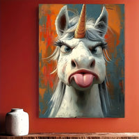 HKM-851859 Whimsical Unicorn Canvas Art Print with Wooden Frame for Creative Home Decor