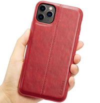 HKM-851859 iPhone 11 Compatible Anti-Fall Protective Soft Shell Case in Brown, Black, and Red Faux Leather