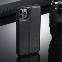 HKM-851859 iPhone 11 Compatible Anti-Fall Protective Soft Shell Case in Brown, Black, and Red Faux Leather