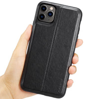 HKM-851859 iPhone 11 Compatible Anti-Fall Protective Soft Shell Case in Brown, Black, and Red Faux Leather