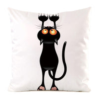 HKM-851987 Black Cat Stripe Imitation Silk Cushion Pillow Cover - 45x45cm Modern Home Decor