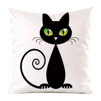 HKM-851987 Black Cat Stripe Imitation Silk Cushion Pillow Cover - 45x45cm Modern Home Decor