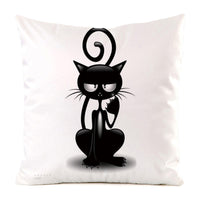 HKM-851987 Black Cat Stripe Imitation Silk Cushion Pillow Cover - 45x45cm Modern Home Decor