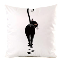 HKM-851987 Black Cat Stripe Imitation Silk Cushion Pillow Cover - 45x45cm Modern Home Decor