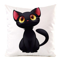 HKM-851987 Black Cat Stripe Imitation Silk Cushion Pillow Cover - 45x45cm Modern Home Decor