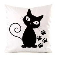 HKM-851987 Black Cat Stripe Imitation Silk Cushion Pillow Cover - 45x45cm Modern Home Decor