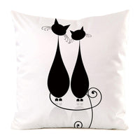 HKM-851987 Black Cat Stripe Imitation Silk Cushion Pillow Cover - 45x45cm Modern Home Decor