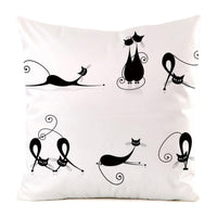 HKM-851987 Black Cat Stripe Imitation Silk Cushion Pillow Cover - 45x45cm Modern Home Decor