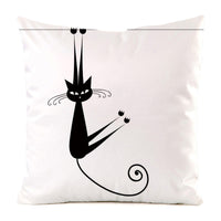 HKM-851987 Black Cat Stripe Imitation Silk Cushion Pillow Cover - 45x45cm Modern Home Decor