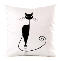 HKM-851987 Black Cat Stripe Imitation Silk Cushion Pillow Cover - 45x45cm Modern Home Decor