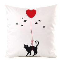 HKM-851987 Black Cat Stripe Imitation Silk Cushion Pillow Cover - 45x45cm Modern Home Decor