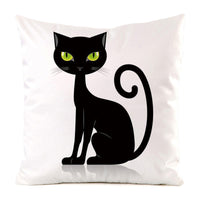 HKM-851987 Black Cat Stripe Imitation Silk Cushion Pillow Cover - 45x45cm Modern Home Decor