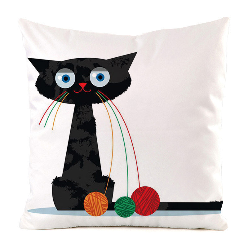 HKM-851987 Black Cat Stripe Imitation Silk Cushion Pillow Cover - 45x45cm Modern Home Decor