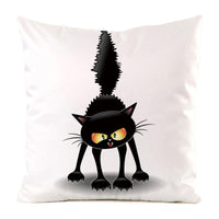 HKM-851987 Black Cat Stripe Imitation Silk Cushion Pillow Cover - 45x45cm Modern Home Decor