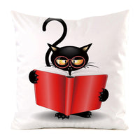 HKM-851987 Black Cat Stripe Imitation Silk Cushion Pillow Cover - 45x45cm Modern Home Decor