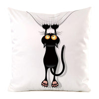 HKM-851987 Black Cat Stripe Imitation Silk Cushion Pillow Cover - 45x45cm Modern Home Decor