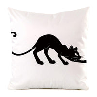 HKM-851987 Black Cat Stripe Imitation Silk Cushion Pillow Cover - 45x45cm Modern Home Decor