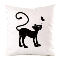 HKM-851987 Black Cat Stripe Imitation Silk Cushion Pillow Cover - 45x45cm Modern Home Decor