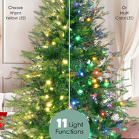 HKM-852051 6ft Pre-Lit Artificial Aspen Fir Christmas Tree with Multi-Color LED Lights, 861 PE Branch Tips, and Garlands