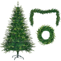HKM-852051 6ft Pre-Lit Artificial Aspen Fir Christmas Tree with Multi-Color LED Lights, 861 PE Branch Tips, and Garlands