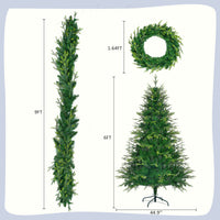 HKM-852051 6ft Pre-Lit Artificial Aspen Fir Christmas Tree with Multi-Color LED Lights, 861 PE Branch Tips, and Garlands