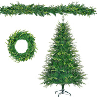 HKM-852051 6ft Pre-Lit Artificial Aspen Fir Christmas Tree with Multi-Color LED Lights, 861 PE Branch Tips, and Garlands