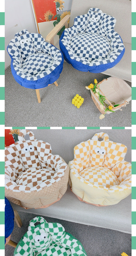 HKM-852051 Cozy Round Pet Bed for Dogs and Cats - Four Seasons Design, Multiple Colors Available