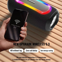 HKM-852115 Rugged Portable Bluetooth Speaker with RGB Lighting and Splash-Proof Design