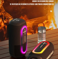 HKM-852115 Rugged Portable Bluetooth Speaker with RGB Lighting and Splash-Proof Design