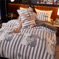 HKM-852243 Cartoon Animal Plush Fleece Duvet Cover - Multiple Sizes Available